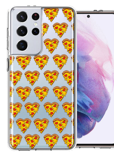 Samsung Galaxy S21 Ultra Pizza Hearts Polka dots Design Double Layer Phone Case Cover