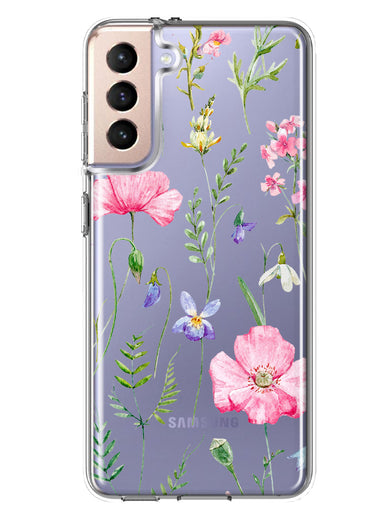Samsung Galaxy S21 Spring Pastel Wild Flowers Summer Classy Elegant Beautiful Hybrid Protective Phone Case Cover