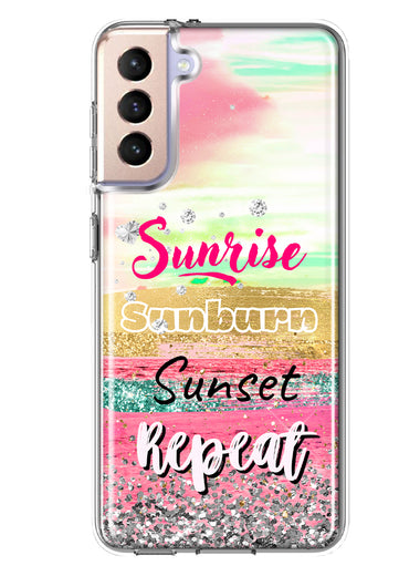 Samsung Galaxy S21 Summer Brush Strokes Sunrise Sunburn Sunset Repeat Hybrid Protective Phone Case Cover
