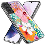 Samsung Galaxy S10 Hawaiian Vibes Hibiscus Flowers Monstera Vacation Summer Hybrid Protective Phone Case Cover