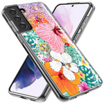Samsung Galaxy Note 9 Hawaiian Vibes Hibiscus Flowers Monstera Vacation Summer Hybrid Protective Phone Case Cover