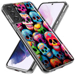 Samsung Galaxy S23 Ultra Halloween Spooky Colorful Day of the Dead Skulls Hybrid Protective Phone Case Cover