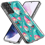 Samsung Galaxy S10 Turquoise Pink Hearts Gnomes Hybrid Protective Phone Case Cover