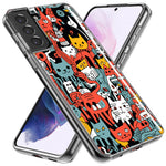 Samsung Galaxy S22 Ultra Psychedelic Cute Cats Friends Pop Art Hybrid Protective Phone Case Cover
