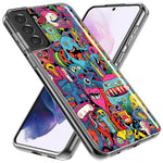 Samsung Galaxy S21 FE Psychedelic Trippy Happy Aliens Characters Hybrid Protective Phone Case Cover