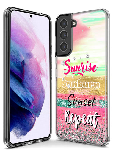 Samsung Galaxy S22 Ultra Summer Brush Strokes Sunrise Sunburn Sunset Repeat Hybrid Protective Phone Case Cover