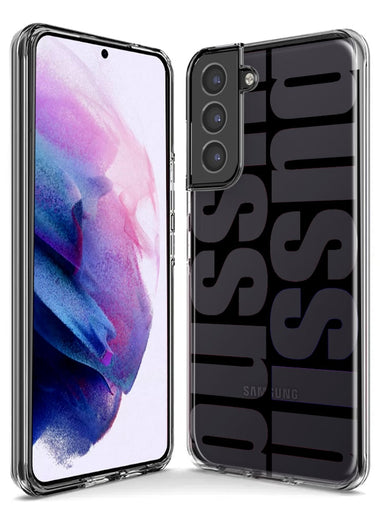 Samsung Galaxy S23 Black Clear Funny Text Quote Bussin Hybrid Protective Phone Case Cover