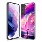Samsung Galaxy S10e Kawaii Manga Pink Cherry Blossom Japanese Rainbow Girl Hybrid Protective Phone Case Cover