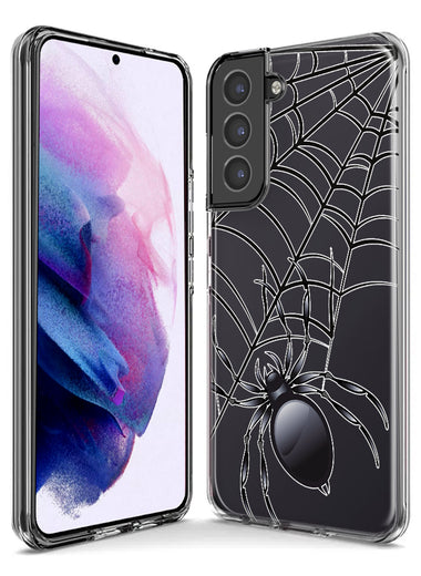 Samsung Galaxy S23 Ultra Creepy Black Spider Web Halloween Horror Spooky Hybrid Protective Phone Case Cover