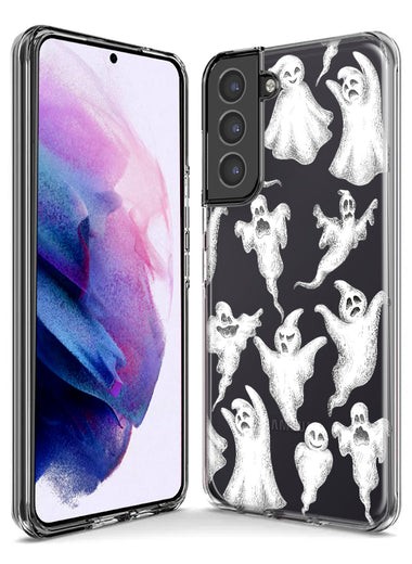 Samsung Galaxy S21 FE Cute Halloween Spooky Floating Ghosts Horror Scary Hybrid Protective Phone Case Cover