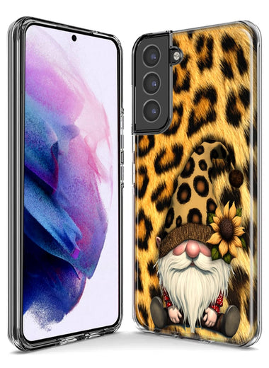 Samsung Galaxy S22 Ultra Gnome Sunflower Leopard Hybrid Protective Phone Case Cover
