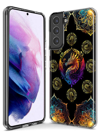 Samsung Galaxy S23 Plus Mandala Geometry Abstract Dragon Pattern Hybrid Protective Phone Case Cover