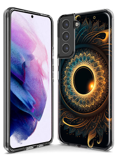 Samsung Galaxy Note 10 Plus Mandala Geometry Abstract Eclipse Pattern Hybrid Protective Phone Case Cover