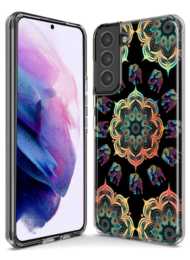 Samsung Galaxy Note 20 Ultra Mandala Geometry Abstract Elephant Pattern Hybrid Protective Phone Case Cover