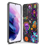 Samsung Galaxy S22 Plus Cute Halloween Spooky Horror Scary Neon Characters Hybrid Protective Phone Case Cover