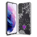 Samsung Galaxy S22 Ultra Halloween Skeleton Heart Hands Spooky Spider Web Hybrid Protective Phone Case Cover