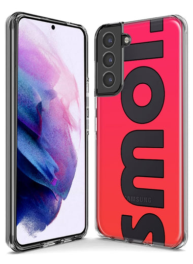 Samsung Galaxy Note 10 Red Pink Clear Funny Text Quote Smol Hybrid Protective Phone Case Cover