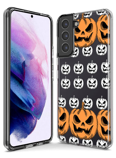 Samsung Galaxy S21 Ultra Halloween Spooky Horror Scary Jack O Lantern Pumpkins Hybrid Protective Phone Case Cover