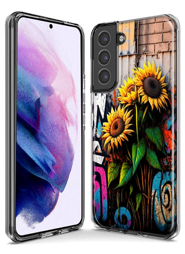 Samsung Galaxy S21 Ultra Sunflowers Graffiti Painting Art Hybrid Protective Phone Case Cover