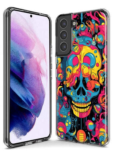 Samsung Galaxy S22 Plus Psychedelic Trippy Death Skull Pop Art Hybrid Protective Phone Case Cover