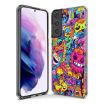 Samsung Galaxy S21 Plus Psychedelic Trippy Happy Characters Pop Art Hybrid Protective Phone Case Cover