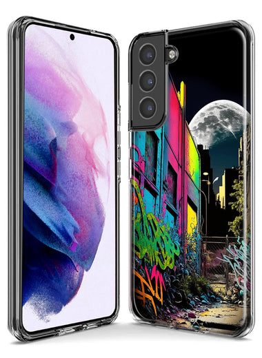 Samsung Galaxy S10 Plus Urban City Full Moon Graffiti Painting Art Hybrid Protective Phone Case Cover