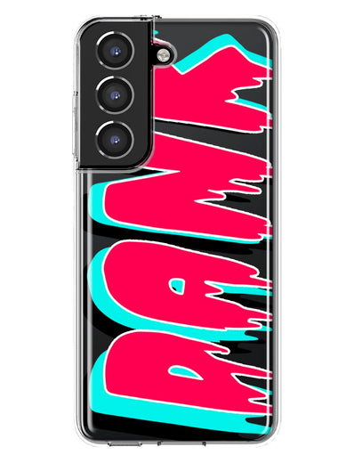 Samsung Galaxy S21 FE Teal Pink Clear Funny Text Quote Dank Hybrid Protective Phone Case Cover