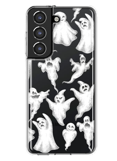 Samsung Galaxy S21 FE Cute Halloween Spooky Floating Ghosts Horror Scary Hybrid Protective Phone Case Cover