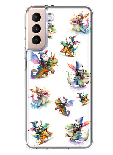 Samsung Galaxy S21 FE Cute Fairy Cartoon Gnomes Dragons Monsters Hybrid Protective Phone Case Cover