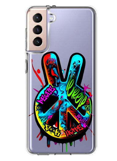 Samsung Galaxy S21 Plus Peace Graffiti Painting Art Hybrid Protective Phone Case Cover
