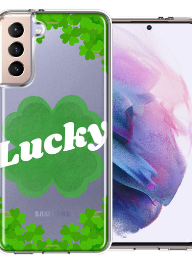 Samsung Galaxy S21 Plus Lucky St Patrick's Day Shamrock Green Clovers Double Layer Phone Case Cover