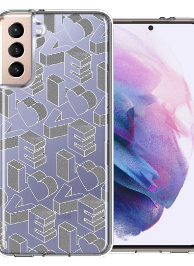 Samsung Galaxy S21 Plus 3D Love Letters Hearts Valentine's Day Double Layer Phone Case Cover