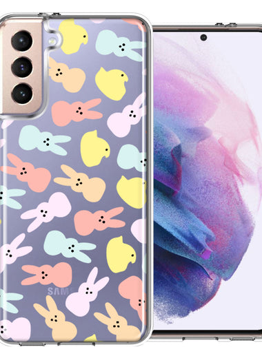Samsung Galaxy S21 Plus Pastel Easter Polkadots Bunny Chick Candies Double Layer Phone Case Cover