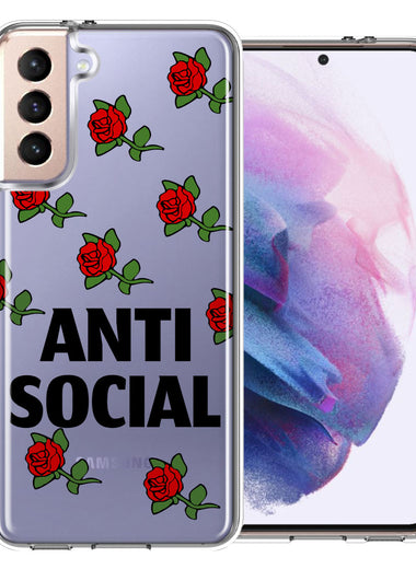 Samsung Galaxy S21 Plus Anti Social Roses Design Double Layer Phone Case Cover