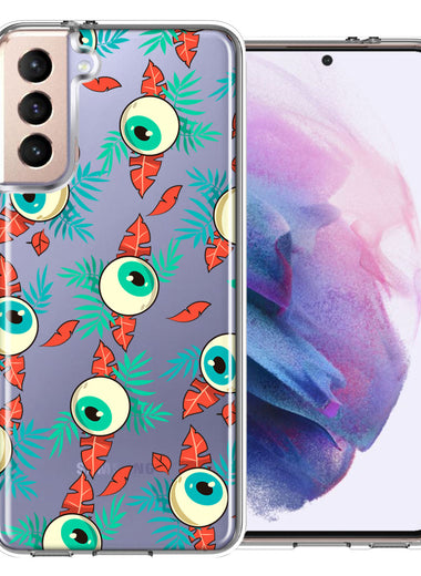 Samsung Galaxy S21 Plus Halloween Creepy Tropical Eyeballs Design Double Layer Phone Case Cover