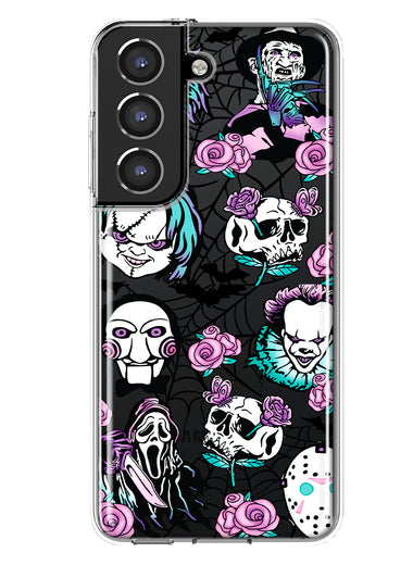 Samsung Galaxy S22 Roses Halloween Spooky Horror Characters Spider Web Hybrid Protective Phone Case Cover