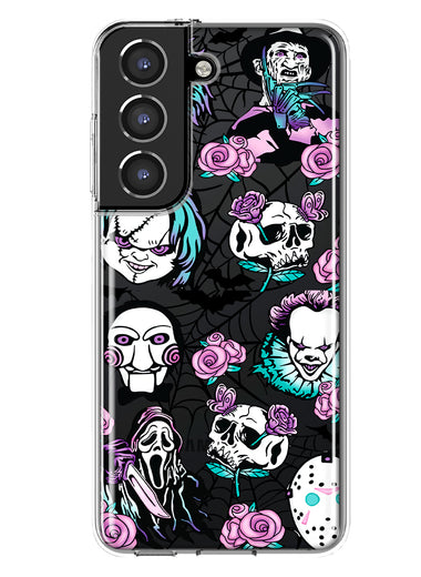 Samsung Galaxy S22 Plus Roses Halloween Spooky Horror Characters Spider Web Hybrid Protective Phone Case Cover