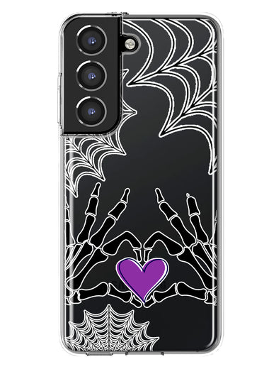 Samsung Galaxy S22 Halloween Skeleton Heart Hands Spooky Spider Web Hybrid Protective Phone Case Cover