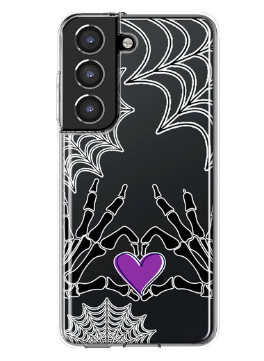 Samsung Galaxy S21 Plus Halloween Skeleton Heart Hands Spooky Spider Web Hybrid Protective Phone Case Cover