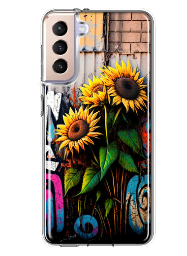 Samsung Galaxy S21 Sunflowers Graffiti Painting Art Hybrid Protective Phone Case Cover