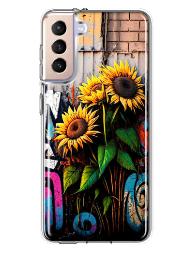 Samsung Galaxy S21 Plus Sunflowers Graffiti Painting Art Hybrid Protective Phone Case Cover