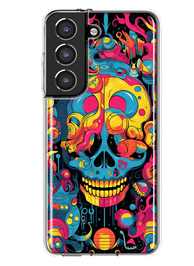 Samsung Galaxy S22 Psychedelic Trippy Death Skull Pop Art Hybrid Protective Phone Case Cover