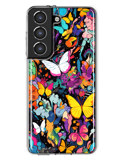 Samsung Galaxy S22 Psychedelic Trippy Butterflies Pop Art Hybrid Protective Phone Case Cover