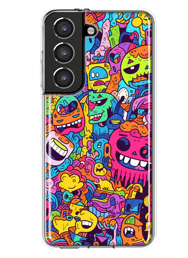 Samsung Galaxy S21 Plus Psychedelic Trippy Happy Characters Pop Art Hybrid Protective Phone Case Cover