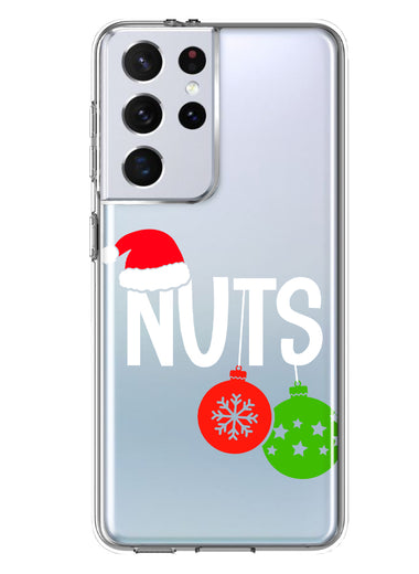 Samsung Galaxy S21 Ultra Christmas Funny Couples Chest Nuts Ornaments Hybrid Protective Phone Case Cover