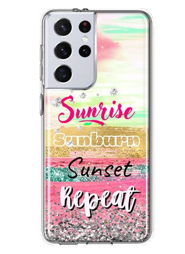 Samsung Galaxy S21 Ultra Summer Brush Strokes Sunrise Sunburn Sunset Repeat Hybrid Protective Phone Case Cover