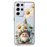 Samsung Galaxy S21 Ultra Cute Gnome White Daisy Flowers Floral Hybrid Protective Phone Case Cover