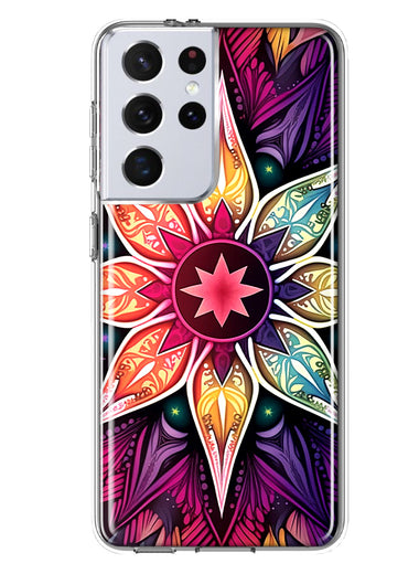 Samsung Galaxy S21 Ultra Mandala Geometry Abstract Star Pattern Hybrid Protective Phone Case Cover