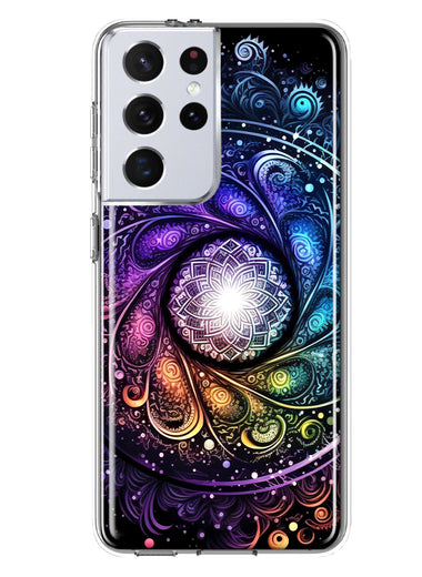 Samsung Galaxy S21 Ultra Mandala Geometry Abstract Galaxy Pattern Hybrid Protective Phone Case Cover