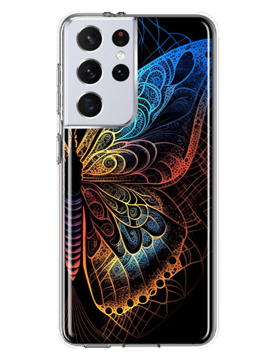 Samsung Galaxy S21 Ultra Mandala Geometry Abstract Butterfly Pattern Hybrid Protective Phone Case Cover